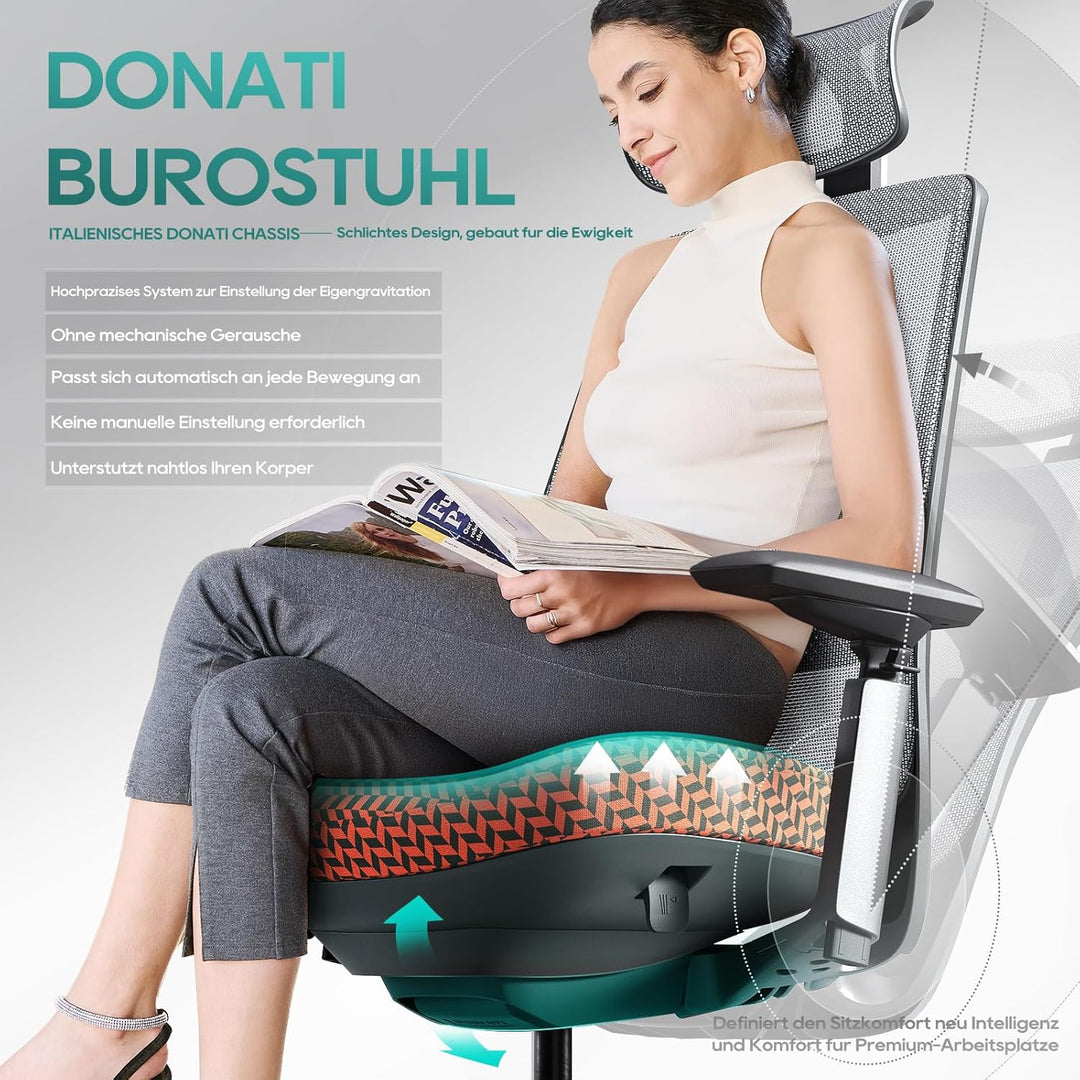 COLAMY Ergonomischer Bürostuhl, Mesh Computerstuhl mit hoher Rückenlehne, Office Chair mit Lendenwir