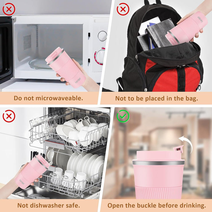 KETIEE Kaffeebecher to go,510ml Thermobecher Kaffee-to-go,Kaffeebecher Thermo,Doppelwandig Reisebech