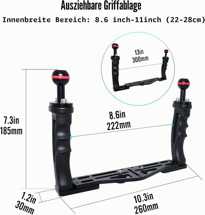 Nitescuba NS10 Unterwasserkameraablage ausziehbarer Griff Griffe Halterung für gopro,pt059,rx100 uw