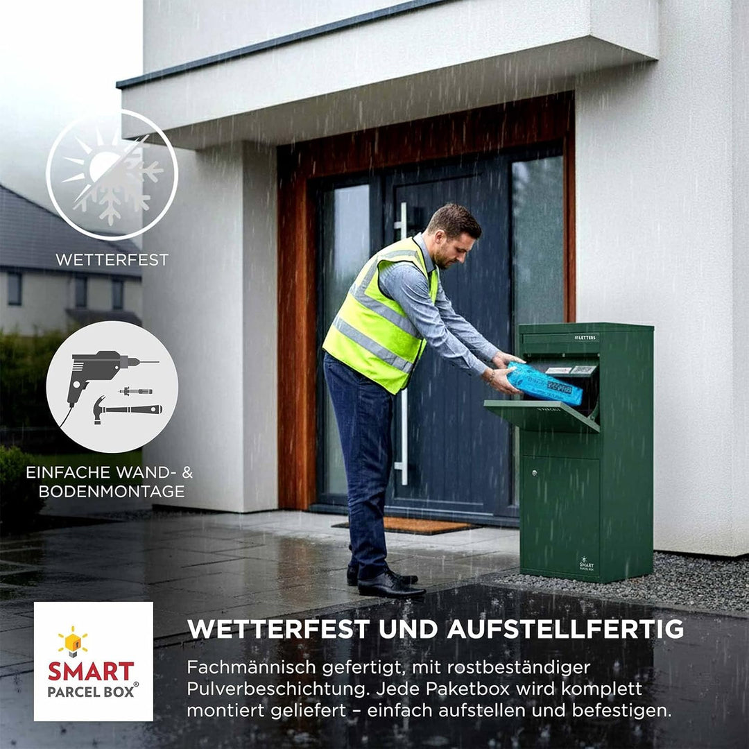 SMART PARCEL BOX Paketbox draussen, Standbriefkasten mit Paketfach, Paketbriefkasten XXL, grosse Pos