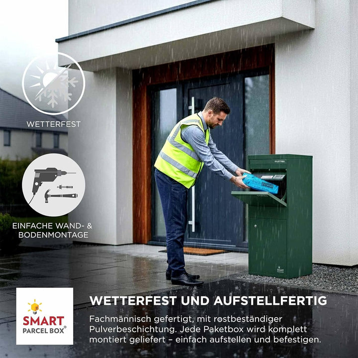 SMART PARCEL BOX Paketbox draussen, Standbriefkasten mit Paketfach, Paketbriefkasten XXL, grosse Pos