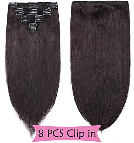 SEGO Clip in Extensions Echthaar 8 Tressen Doppelt Tressen Haarverlängerung 100% Remy Human Haar für