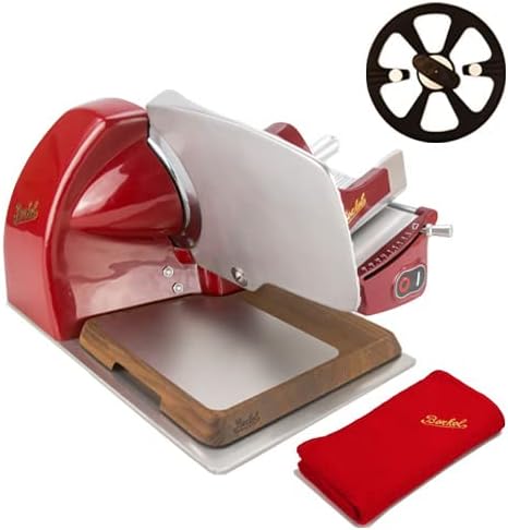 Berkel Aufschnittmaschine Home Line 200 Plus in rot mit Berkel Einlegebrett - Küchenschneidemaschine