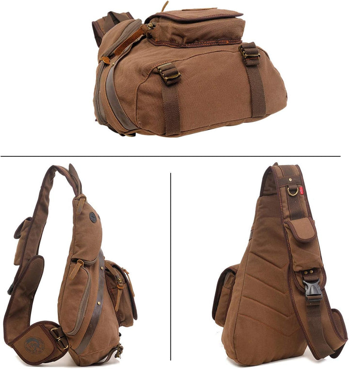 FANDARE Retro Brusttasche Sling Bag Herren Rucksack Damen Schulranzen Schulrucksack Schultertasche U
