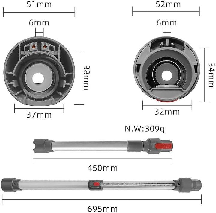 Sichler Haushaltsgeräte Staubsaugerzubehör: Teleskoprohr für Dyson-Akku-Staubsauger V7/V8/V10/V11/V1