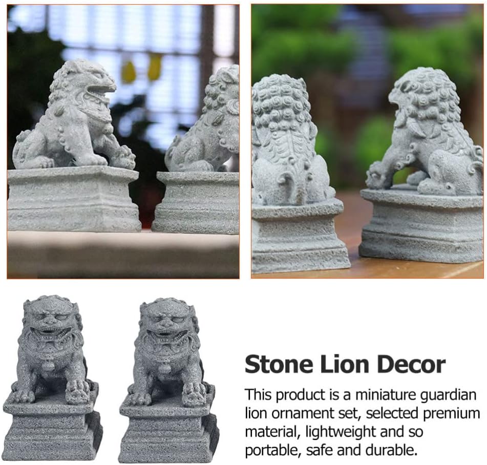 YARNOW 2st Löwenverzierung Im Chinesischen Stil Wohlstand Porsperity Statue Fengshui-löwenstatuen Fe