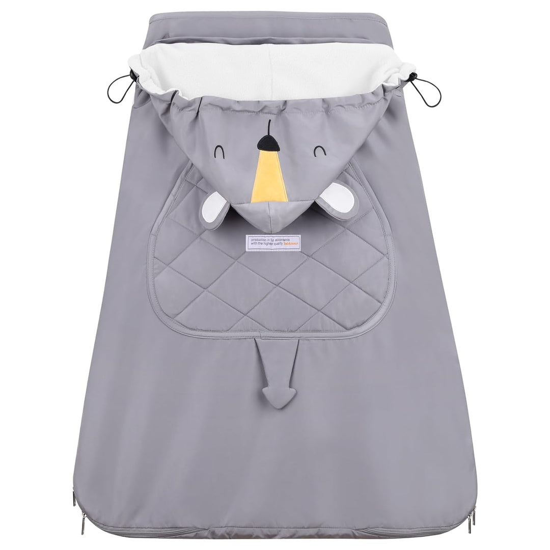 Bebear Winterbezug für Babytrage Warm Universal Hoodie Babytragebezug für alle Jahreszeiten(Grey Koa