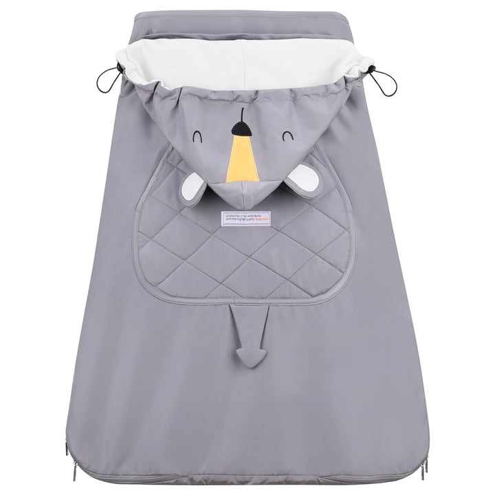 Bebear Winterbezug für Babytrage Warm Universal Hoodie Babytragebezug für alle Jahreszeiten(Grey Koa