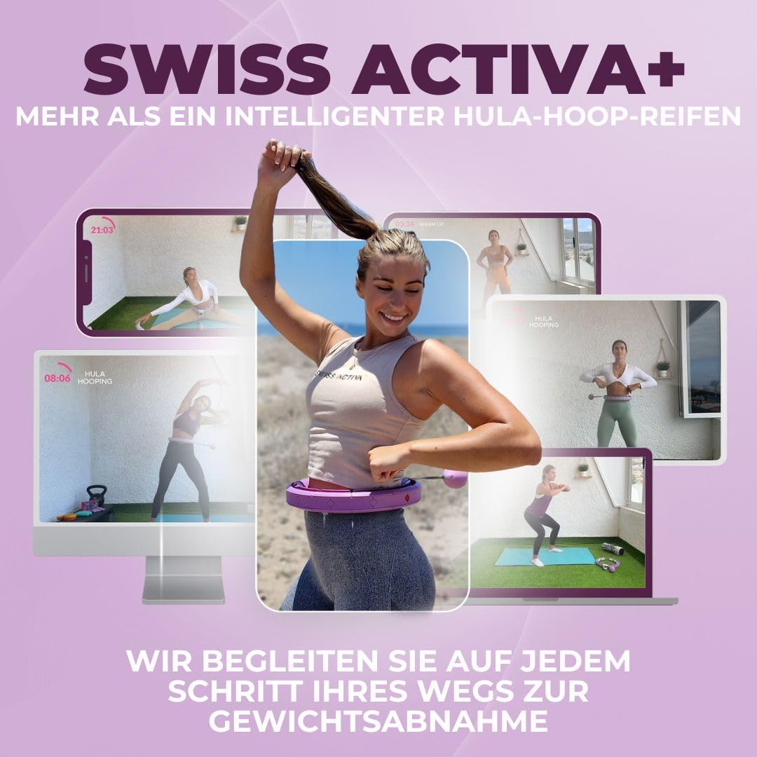 Swiss Activa+ Leiser Hula-Hoop-Reifen mit Taillentrainer S5.S+ mit Taillengürtel, S5.S+ mit Tailleng