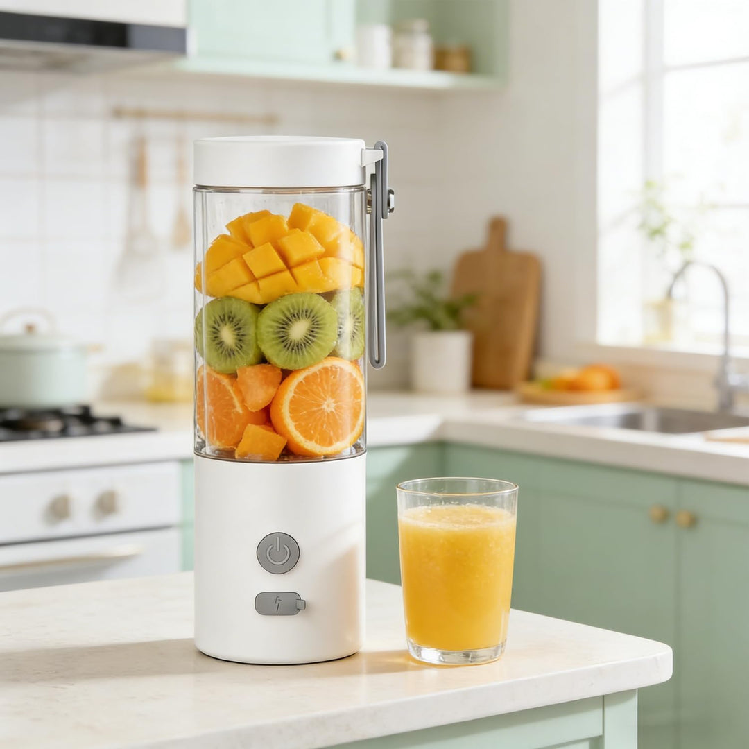 Tragbarer Mixer Smoothie Maker to go 450ml, Mini Standmixer mit 6 Edelstahl-Klingen, Portable Blende
