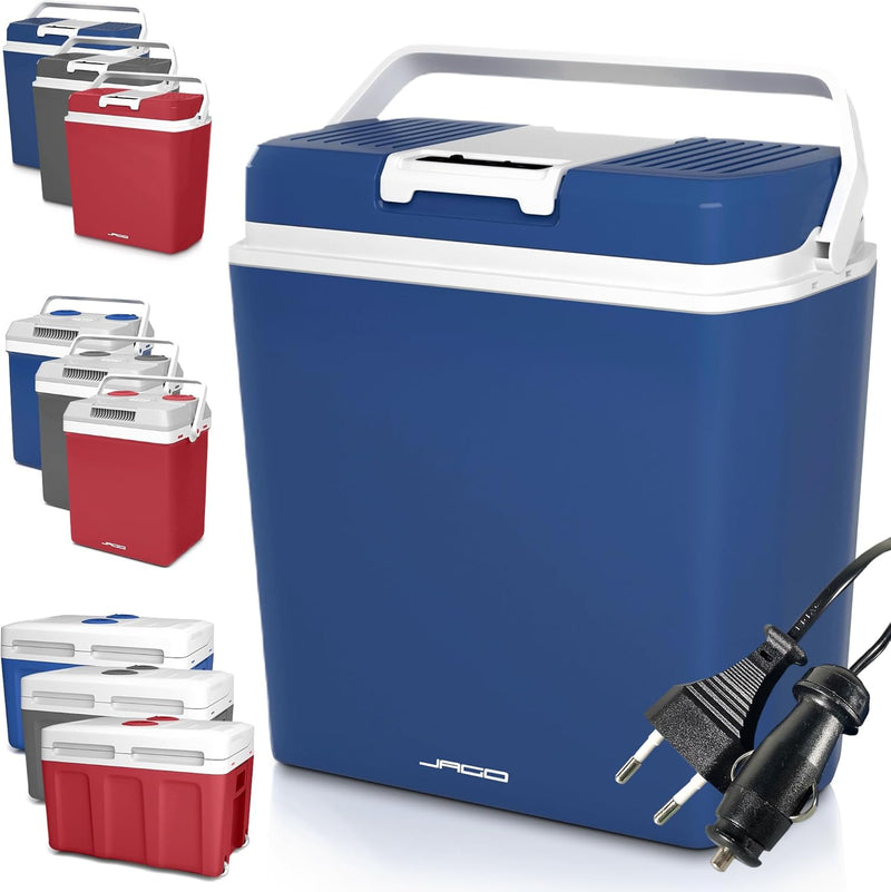 Jago® Kühlbox - 20/25/40L, Griff, 12/220V, Auto, Steckdose, Kühl-, Warmhaltefunktion, Blau/Anthrazit