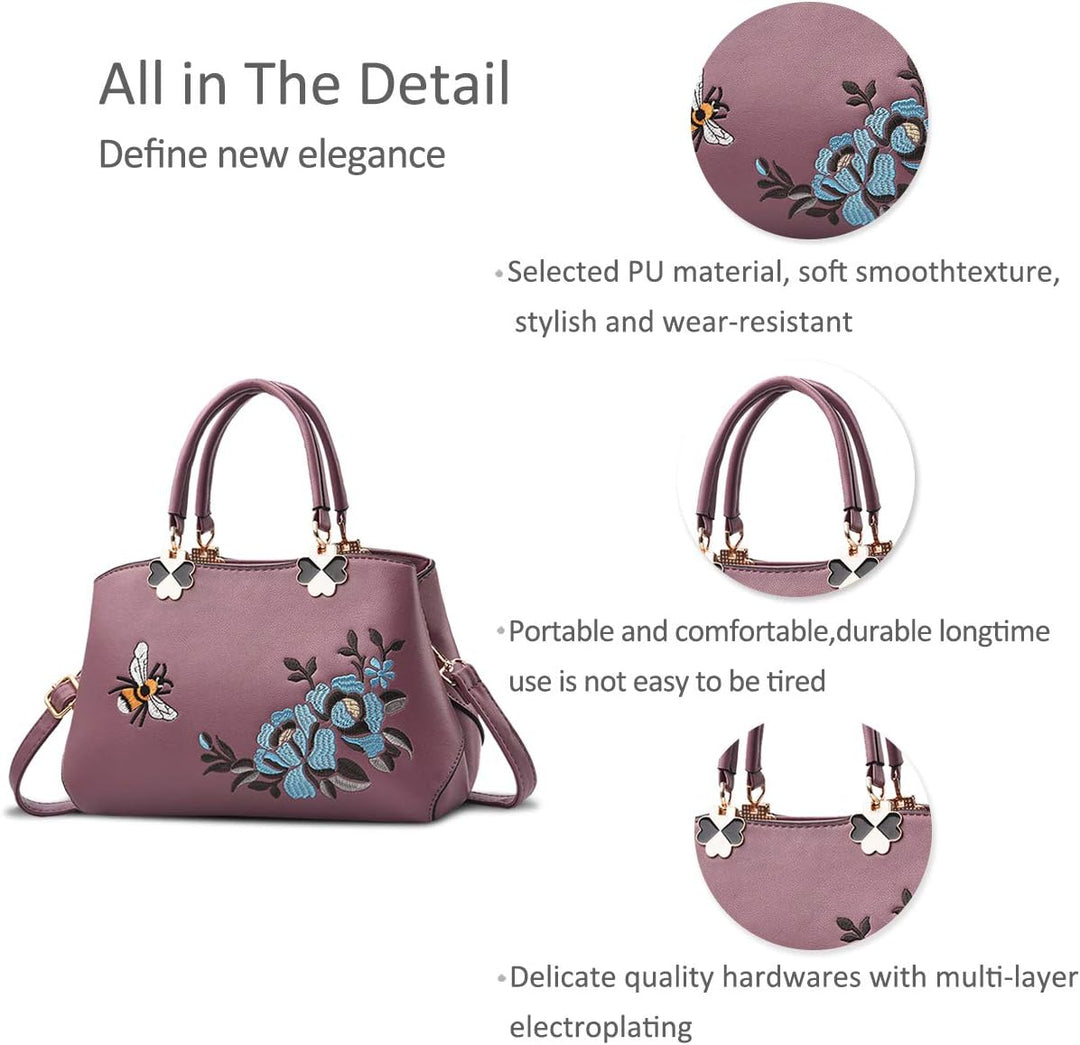 NICOLE&amp;DORIS Handtaschen Damen Mode Schultertasche Geldbörse Retro Umhängetasche Frau Tote Stickerei