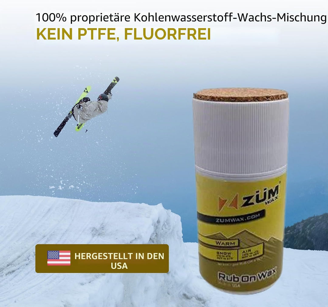 ZUMWax RUB ON WAX Ski/Snowboard - WARM Temperature - 70 gram - INCREDIBLY FAST!!! Excellent spring w