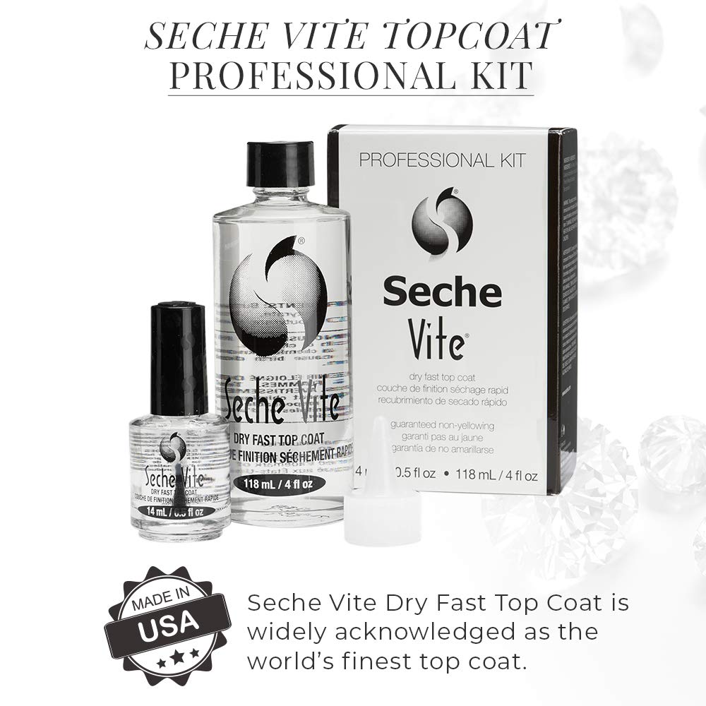 Seche Vite Dry Fast Top Coat, 14 ml, und Nachfüllung und Trichter 118 ml