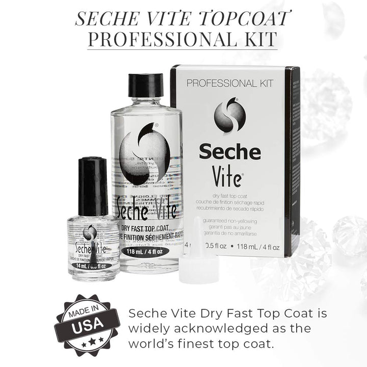 Seche Vite Dry Fast Top Coat, 14 ml, und Nachfüllung und Trichter 118 ml