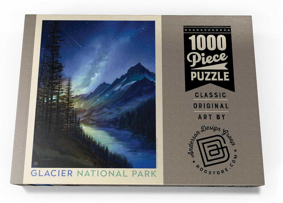 Glacier National Park: Starlight, Vintage Poster - Premium 1000 Teile Puzzle - MyPuzzle Sonderkollek