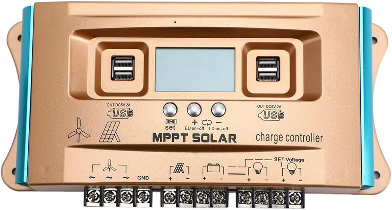 Topteng 12V/24V/36V/48V/60V 100A MPPT Wind Solar Hybrid Laderegler Panel Dual USB