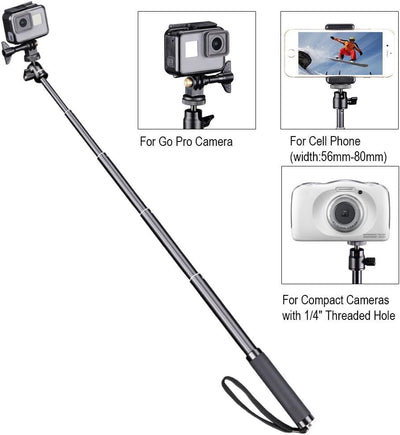 Smatree Teleskop Selfie Stick mit Stativ für DJI OSMO Action 3,2/Gopro Hero 12/11/10/9/8/7/6/5/4/3/S