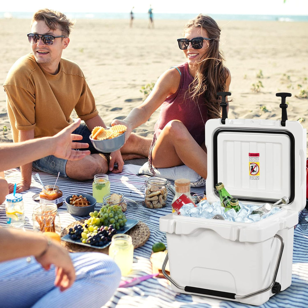 COSTWAY Kühlbox 15 Liter, Isolierbox tragbar mit Griff & Ablassstopfen & Getränkehalter, Thermobox W