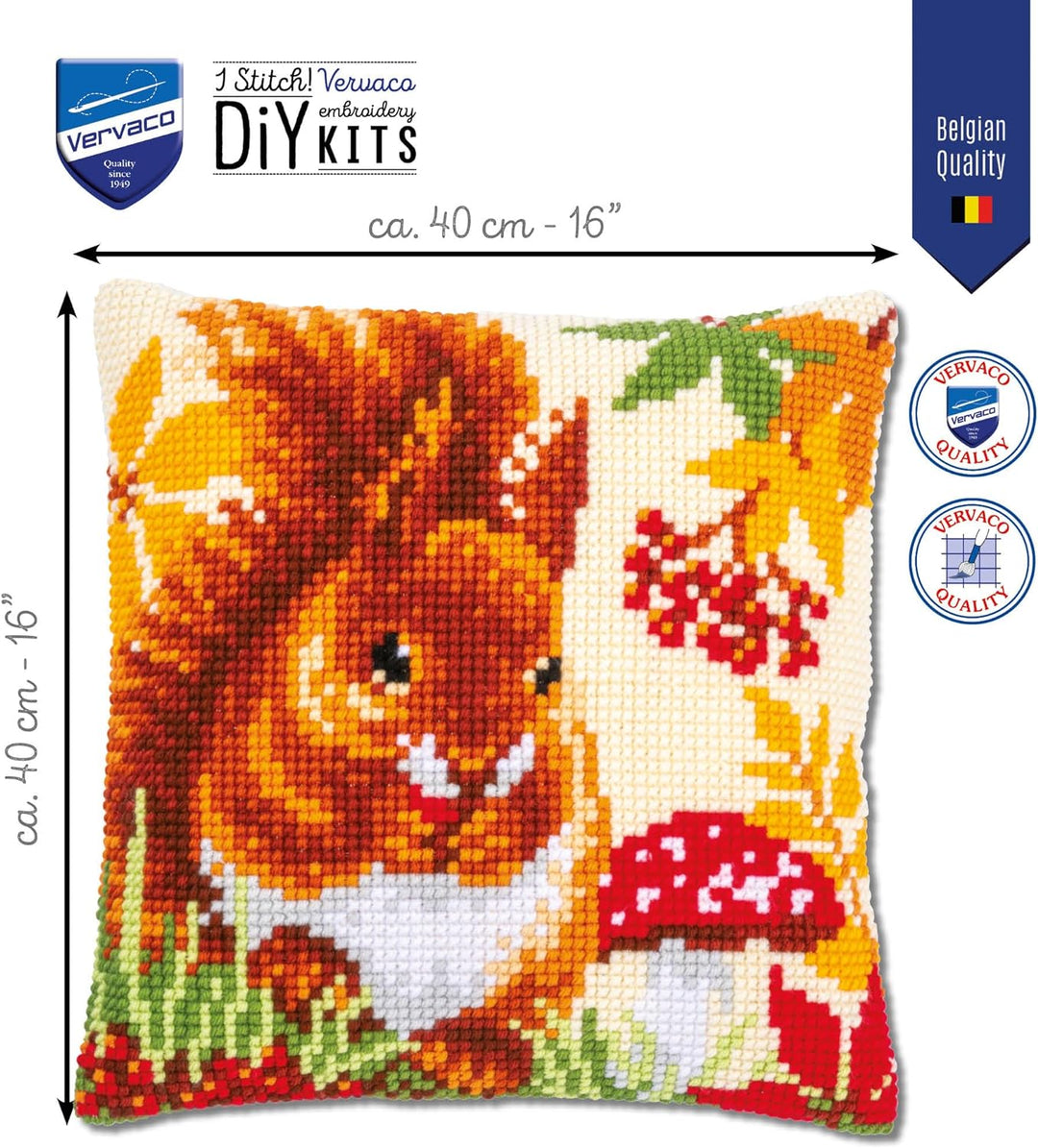 Vervaco Kit coussin au point de croix Ecureuil in automne