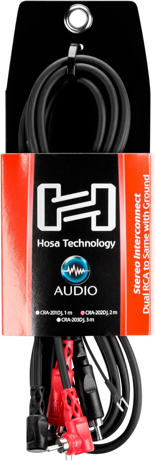 Hosa CRA-202DJ, Stereo Interconnect, Dual RCA to Same with Ground Wire, 2 m 2 Meter, 2 Meter