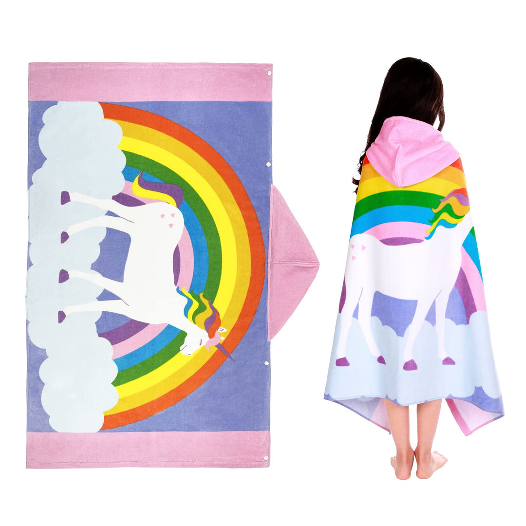 Badeponcho Kinder 100% Baumwolle Kinderhandtuch Poncho Kinder Badetuch Handtuch mit Kapuze Strandtüc