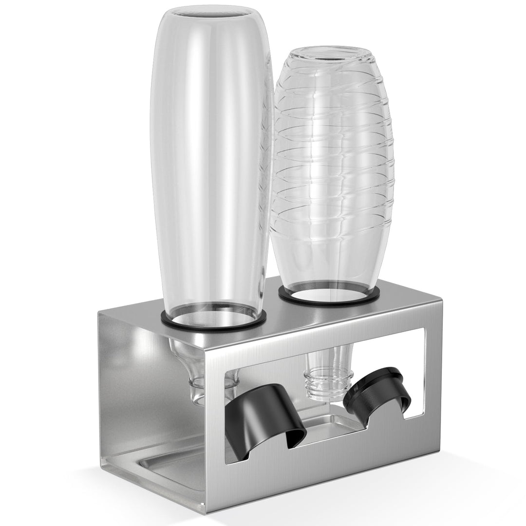 HOMMAND Flaschenhalter für SodaStream Crystal und Emil Flaschen, Edelstahl Flaschenhalter Abtropfges