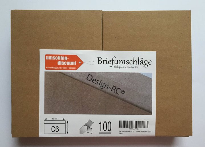100 Briefumschläge in C6, Design-RC®, aus Recycling-Papier mit Abziehstreifen, Kuverts im Format 162
