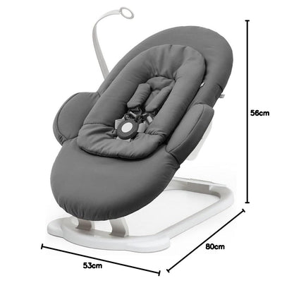Stokke Steps Wippe, Herringbone Grey/Gestell in White - Für Babys von 0-6 Monaten - Ermöglicht selbs
