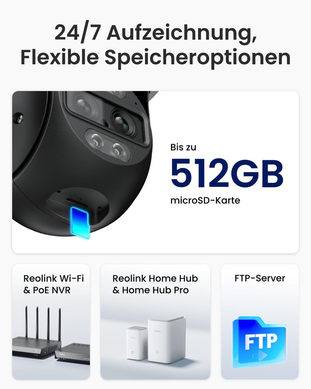 Reolink 4K 8MP Wi-Fi 6 PTZ Überwachungskamera Aussen WLAN mit Auto-Tracking-Zoom, Dual-Objektiv, Dua