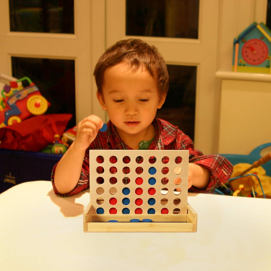 TOWO Holz 4 in Einer Reihe Spiel-klassisches Strategie-Spiel für Kinder-Connect das 4 Discs von glei