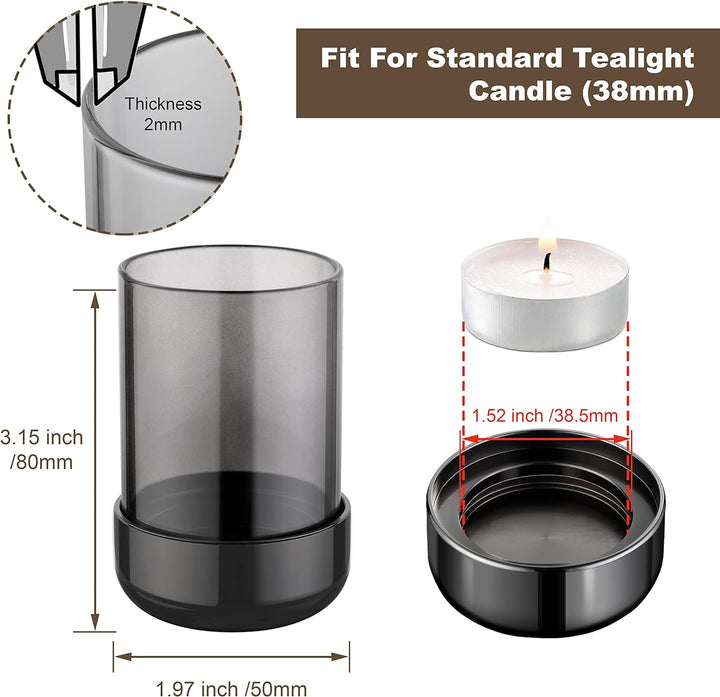 Faveaux Teelichthalter Glas Metall Teelichtgläser Kerzenhalter Schwarz Windlicht Glas Deko Geschenke