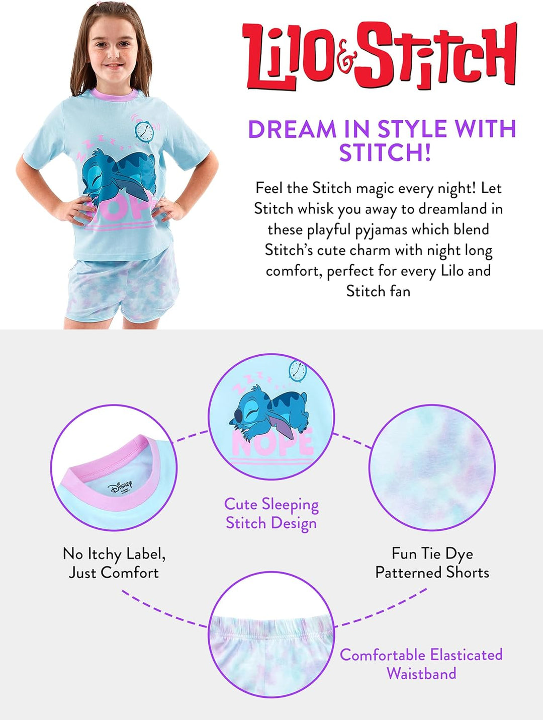 Disney Stitch Schlafanzug | Lilo Und Stitch Pyjama Mädchen | Tie-Dye Schlafanzüge Für Mädchen, 116