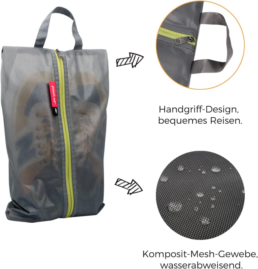 pack all Wasserfeste Reise Schuhbeutel, Schuhorganizer, Schuhtasche mit Reissverschluss, für Männer