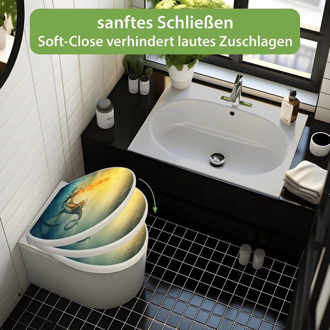 banjado Toilettendeckel mit Absenkautomatik 44,5x37cm - Soft Close Toilettensitz - WC Sitz mit Absen