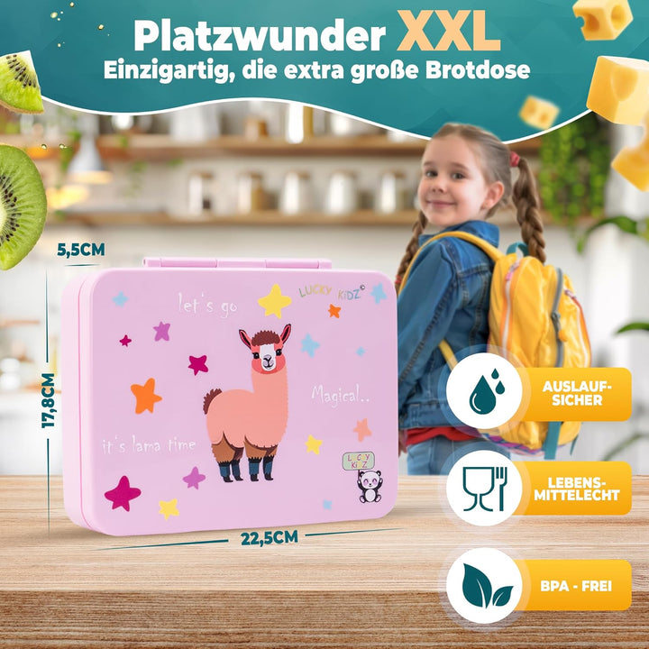 LUCKY KIDZ© Brotdose Kinder mit Fächern - Bento Box Kinder Brotdose mit Fächern - Auslaufsicher & BP