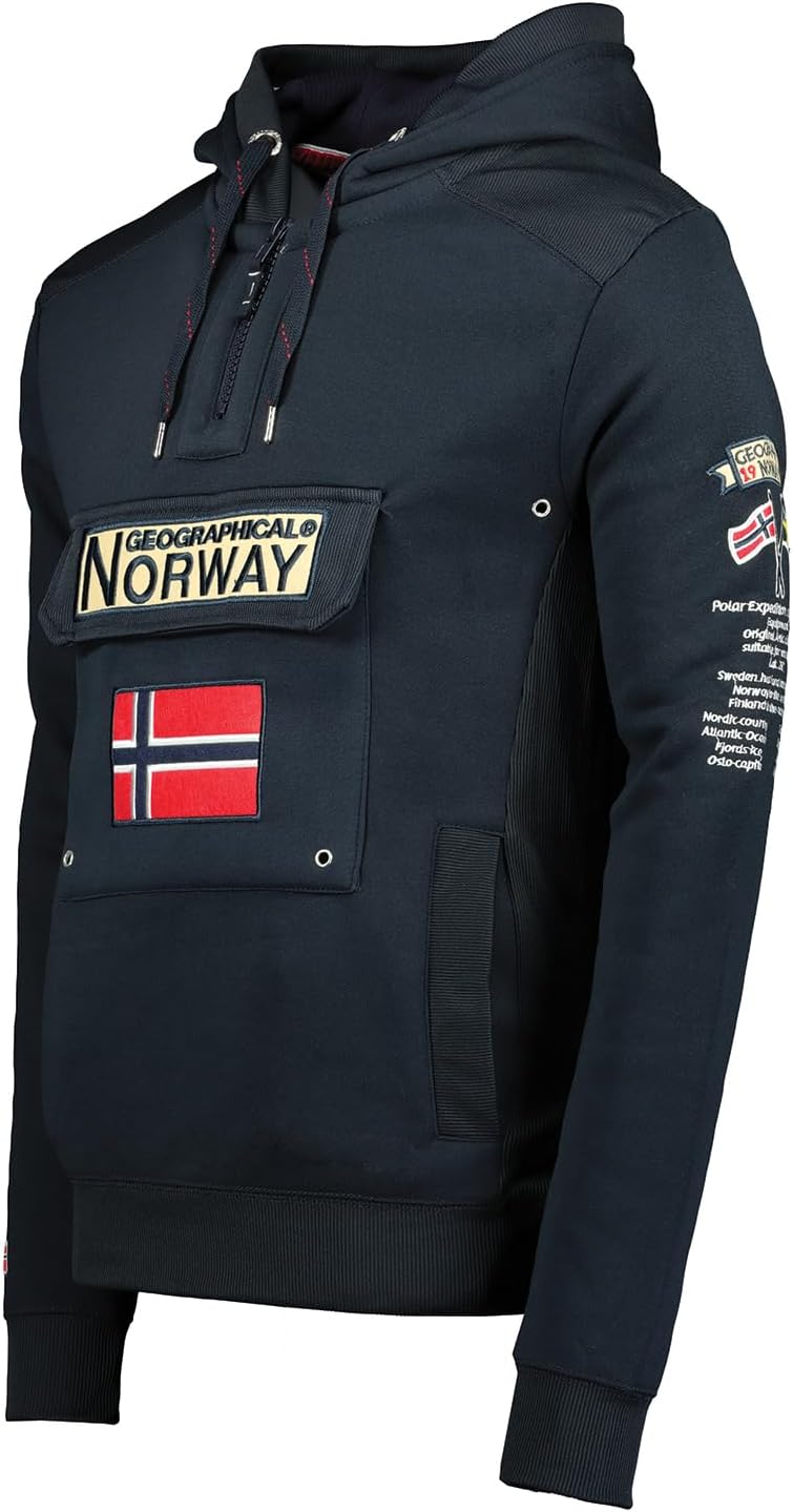 Geographical Norway GYMCLASS Men - Kängurutasche Hoodie für Herren - Sweatshirt mit Markenlogo und l
