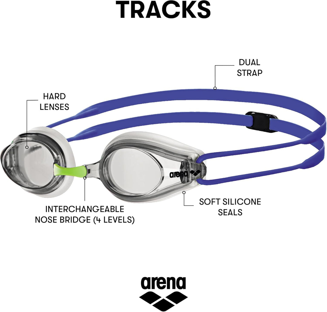 arena Tracks Anti-Fog Wettkampf Schwimmbrille Unisex für Erwachsene, Schwimmbrille mit UV-Schutz, 4