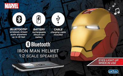 ekids Vi-B72IM Marvel Iron Man Helm Bluetooth Wireless Lautsprecher mit leuchtenden Augen tragbar Go