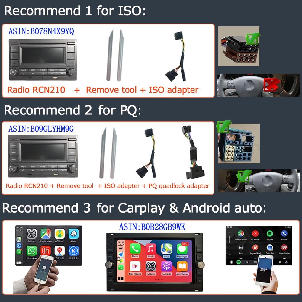 SCUMAXCON Autoradio RCN210+ quadlock Kabel mit Canbus-Simulator Bluetooth AUX USB CD-Spieler AM/FM S