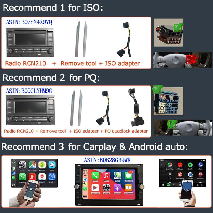 SCUMAXCON Autoradio RCN210+ quadlock Kabel mit Canbus-Simulator Bluetooth AUX USB CD-Spieler AM/FM S