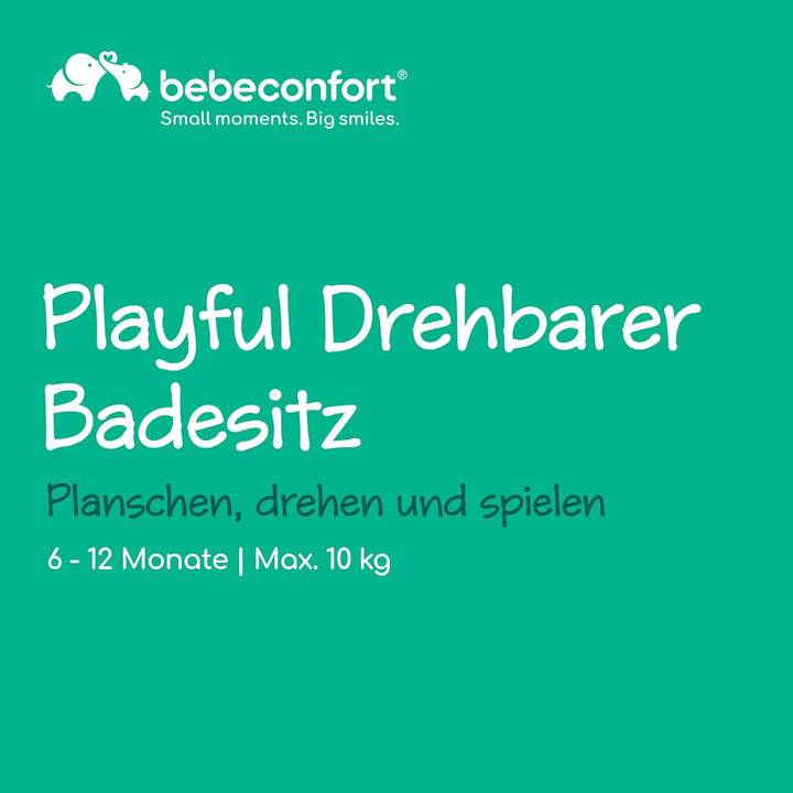 Bebeconfort Playful Drehbarer Badewannensitz, Baby Badesitz, 6-12 Monate, Max. 10 kg, Babysitz Badew