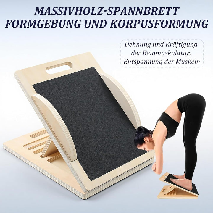 2-in-1 Wadendehner Schrägbrett & Balance Board aus Holz, Verstellbares Neigungsbrett Gleichgewichtsb