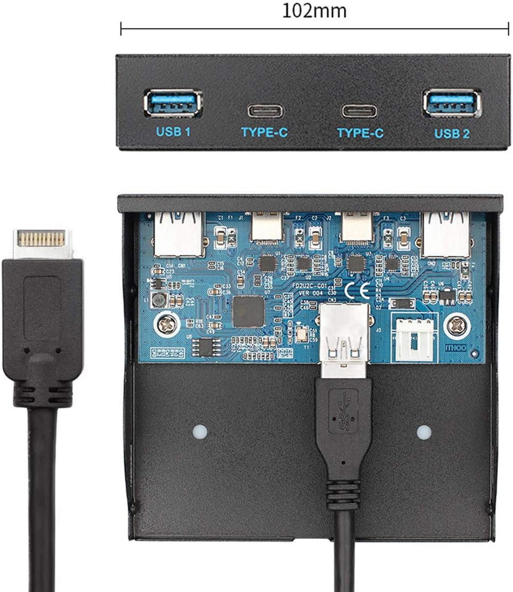 cablecc USB 3.1 Frontpanel Header auf USB-C & USB 3.0 HUB 4 Ports Frontpanel Motherboard Kabel für 3