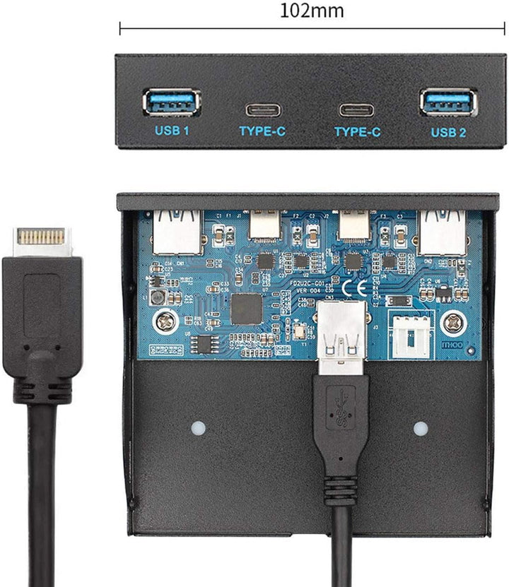 cablecc USB 3.1 Frontpanel Header auf USB-C & USB 3.0 HUB 4 Ports Frontpanel Motherboard Kabel für 3