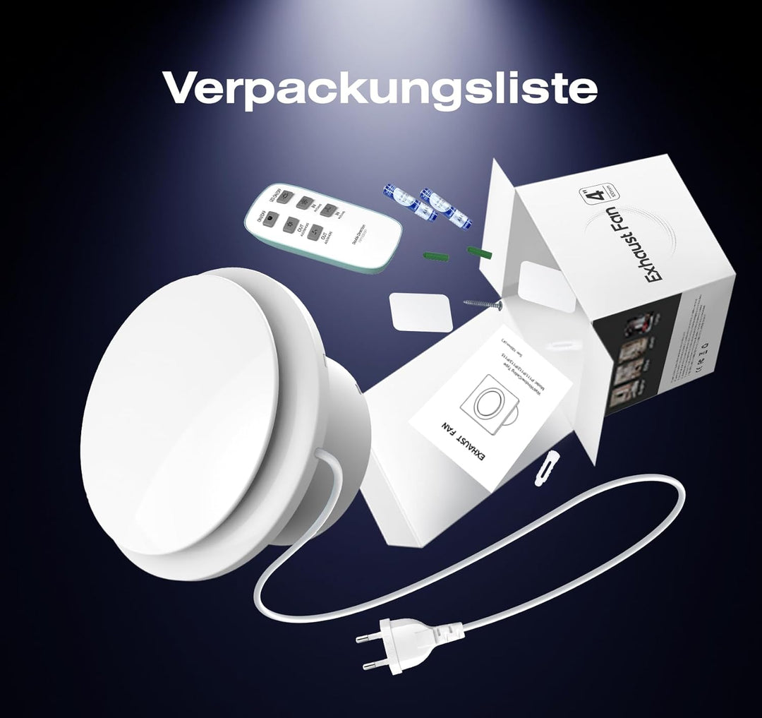 Badlüfter 150mm mit Fernbedienung, 2 Richtungen, 6 Geschwindigkeiten Lüfter Bad mit Statusanzeige, S