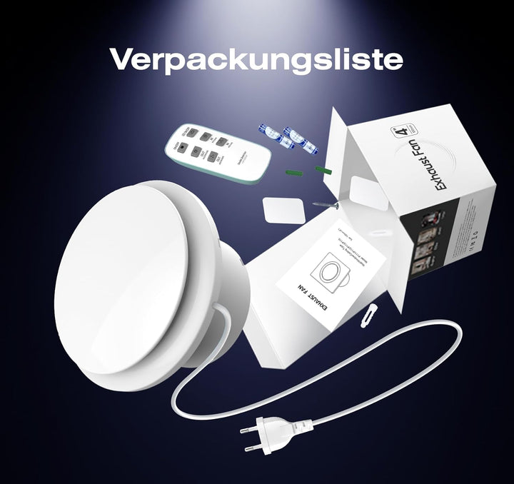 Badlüfter 150mm mit Fernbedienung, 2 Richtungen, 6 Geschwindigkeiten Lüfter Bad mit Statusanzeige, S