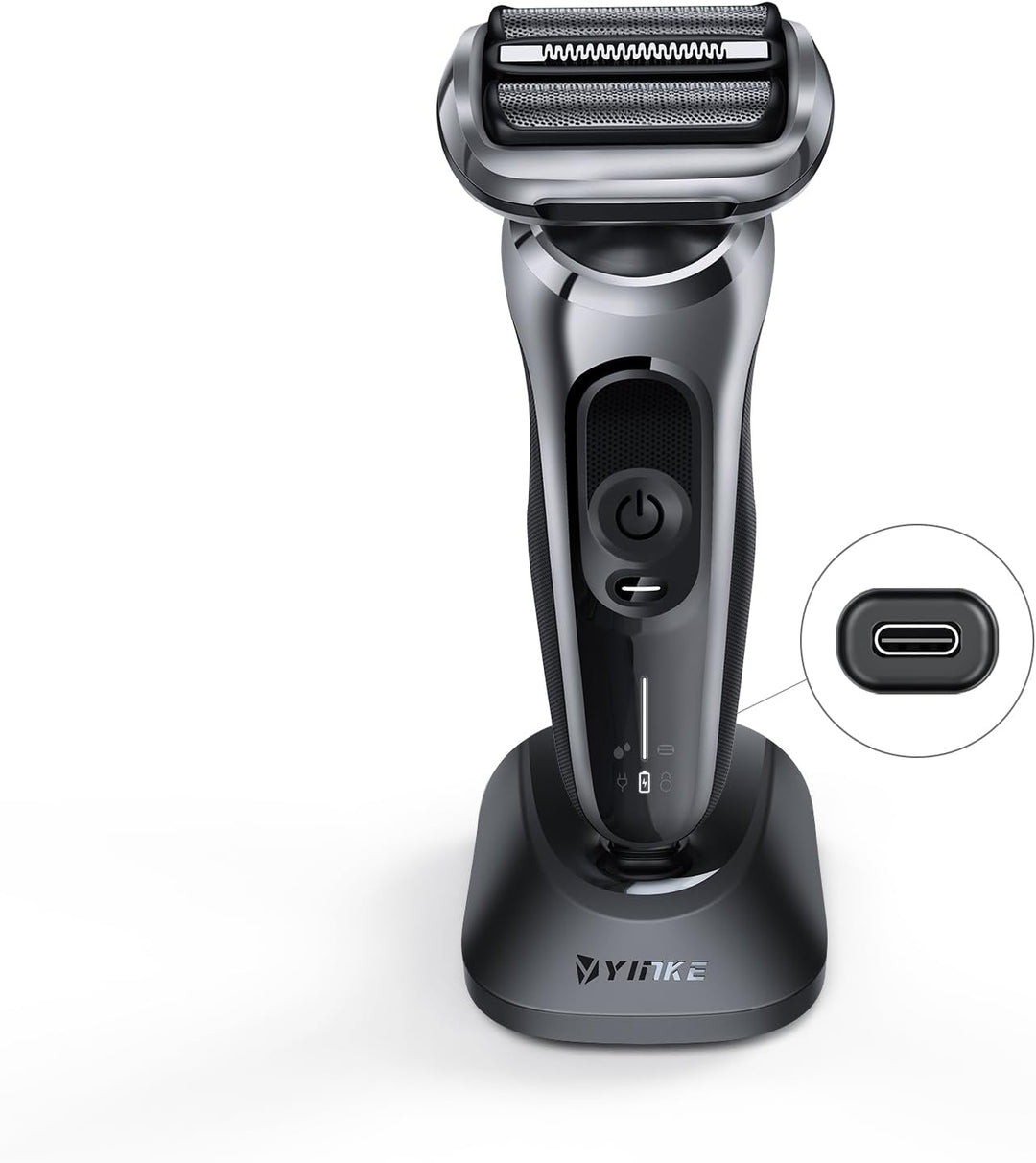 Yinke Typ C Ladestation für Braun Series 3 5 7 9 6 1 XT5 Elektrorasierer, Ladestation mit 1M USB C z