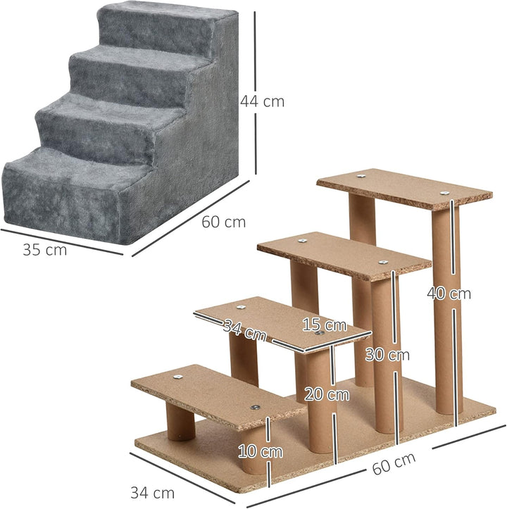 PawHut Hundetreppe 4 Stufen 44 cm Hoch Haustiertreppe für Kleine Hunde Katzentreppe Hunderampe mit W