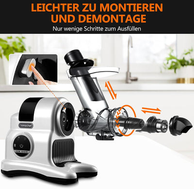 AMZCHEF Entsafter mit grossem 80MM Einfüllschacht - 150 Watt Entsafter mit 2 Geschwindigkeitsstufen